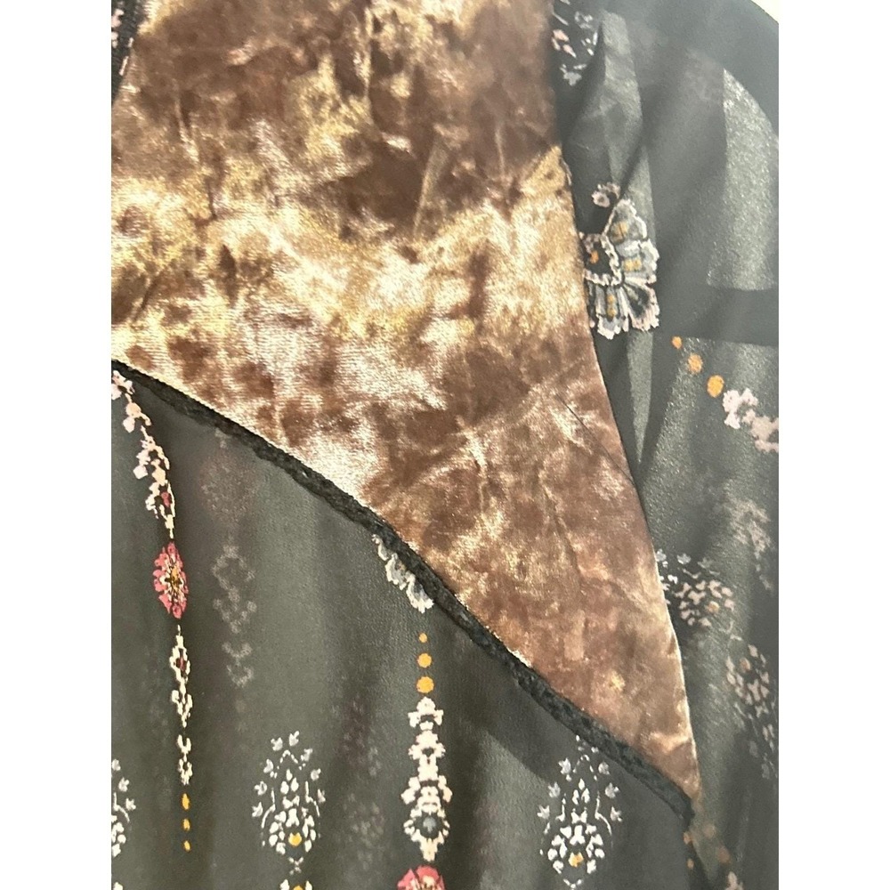 Knox Rose Peasant Blouse Womens Medium Black Boho Velvet Paisley Ethereal Top - Picture 9 of 12